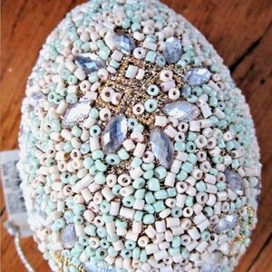 Pottery Barn ~ Beaded ORNAMENT NWT EASTER EGG flowers design 8 pieces